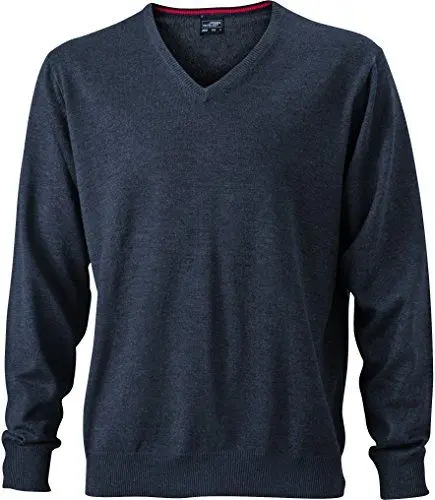 Produktbild: James & Nicholson Herren V-Neck Pullover, Grau (Anthracite-Melange), X-Large