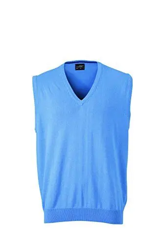 Produktbild: James & Nicholson Herren V-Neck Pullunder, Blau (Glacier-Blue), X-Large
