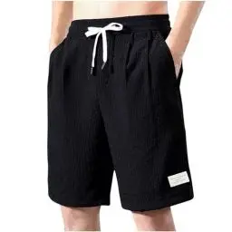 Produktbild: Jamicy Kurze Hosen Herren Shorts Sommer Freizeithose Baumwolle Sport Short Elastische Taille mit Taschen Angebote des Tages Heute Schwarz 4XL