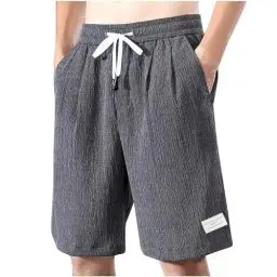 Produktbild: Jamicy Kurze Hosen Herren Shorts Sommer Freizeithose Baumwolle Sport Short Elastische Taille mit Taschen of The Day Grau L