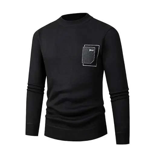 Produktbild: Jamicy Tshirt Langarm Herren Sweatshirt Basic Langarm Unterhemd Mode Rundhals Oversized Longsleeve Männer Pullover Einfarbig Sweater Herbstshirt Warehouse Deal Schwarz M