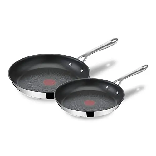 Produktbild: Jamie Oliver by Tefal Cook's Direct On Pfannen-Set 24/28 cm, Antihaft, Induktionstauglich, Backofenfest, Edelstahl, Genieteter Griff, E304S244