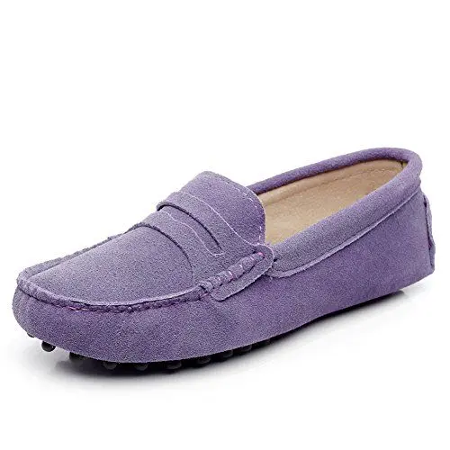 Produktbild: Jamron Damen Klassisch Wildleder Penny Loafers Gemütlich Handgefertigt Mokassins Slippers Violett 24208 EU42