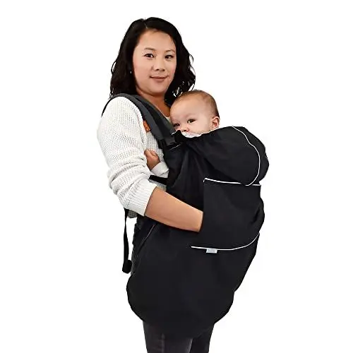 Produktbild: JAN & JUL Waterproof Baby Rain Cover with Hood and Pockets, Universal for Baby Carriers and Strollers (Black)