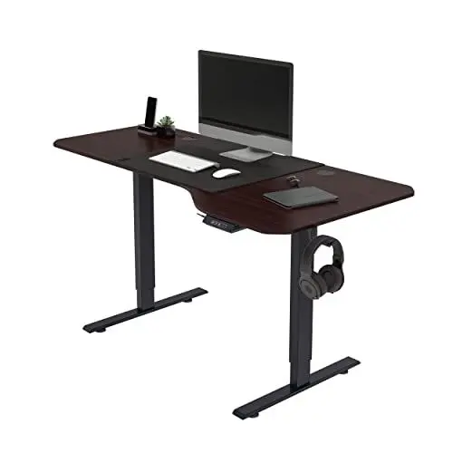 Produktbild: Jan Nowak Elektrisch Höhenverstellbarer Schreibtisch Bürotisch Ergonomisch mit Tischplatte Stahlfüßen Touchscreen Memoryfunktion Kopfhörerhaken Getränkehalter (Schwarz, 160 x 75 cm)