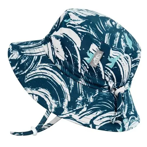 Produktbild: Jan & Jul Verstellbarer Baby-Bade-Sonnenhut UPF 50 Aqua-Dry (S: 0-6 Monate, Wave Rider)