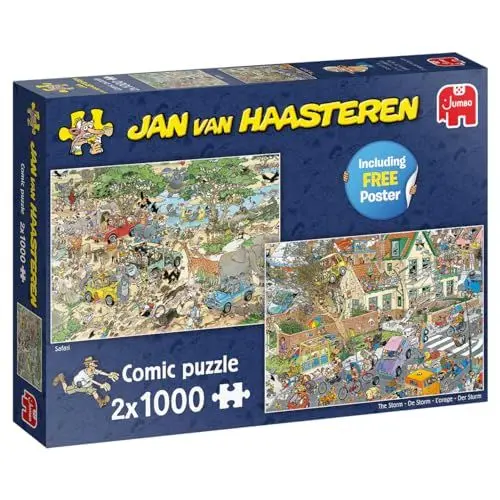 Produktbild: Jan van Haasteren, Der Sturm + Die Safari, Puzzle 1000 Teile Erwachsene X 2