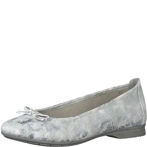 Produktbild: Jana Damen Ballerinas aus Kunstleder Elegant Weite H Mehrweite, Weiß Silber 1 (Weiß), 37 EU