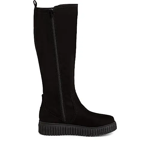 Produktbild: Jana Damen Hohe Stiefel ohne Absatz Kniehoch Plateau Weite H Mehrweite, Schwarz (Black), 39 EU