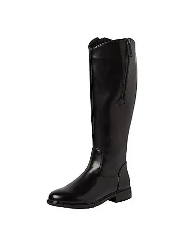 Produktbild: Jana Damen Hohe Stiefel ohne Absatz aus Kunstleder mit Reißverschluss Weite H Mehrweite, Schwarz (Black), 39 EU