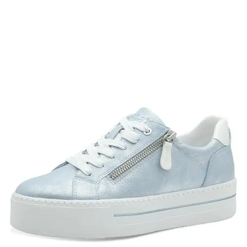 Produktbild: Jana Damen Plateau Sneaker mit Reißverschluss Vegan, Blau (Sky Metallic), 37 EU