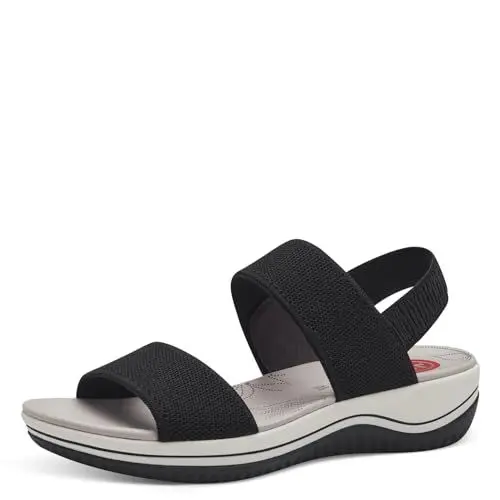 Produktbild: Jana Coshy Damen Sandalen flach Elastisch Vegan, Schwarz (Black), 36 EU