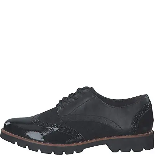 Produktbild: Jana Damen Schnürschuhe Oxford Lack Weite H Mehrweite, Schwarz (Black Structur), 41 EU
