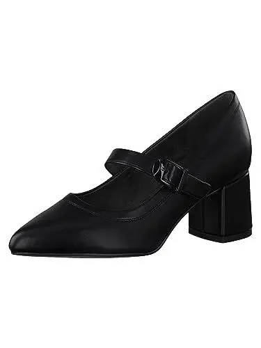 Produktbild: Jana Damen Pumps mit Riemen Lack Spitz Weite H Mehrweite, Schwarz (Black), 37 EU