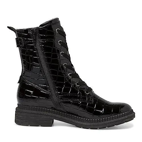 Produktbild: Jana Damen Sneaker hoch mit Schnürsenkeln und Reißverschluss Weite H Mehrweite, Schwarz (Black Croco), 39 EU