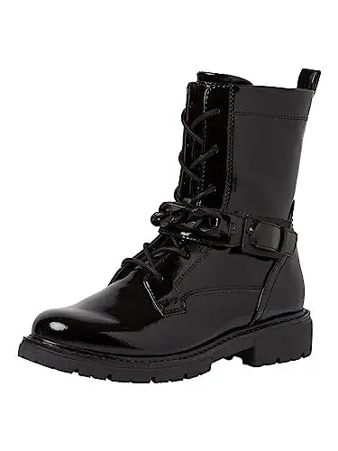 Produktbild: Jana Damen Stiefeletten zum Schnüren aus Kunstleder mit Schnalle Weite H Mehrweite, Schwarz (Black Patent), 39 EU