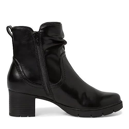 Produktbild: Jana Damen Stiefeletten mit Absatz aus Lederimitat Blockabsatz Weite H Mehrweite, Schwarz (Black), 38 EU