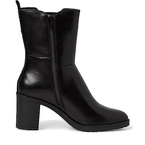 Produktbild: Jana Damen Stiefeletten mit Absatz aus Kunstleder Blockabsatz Weite H Mehrweite, Schwarz (Black), 39 EU
