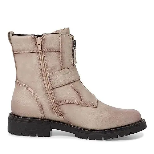 Produktbild: Jana Damen Stiefeletten ohne Absatz aus Kunstleder mit Schnalle Weite H Mehrweite, Grau (Stone), 40 EU