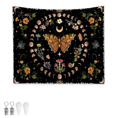 Produktbild: JANDH Schmetterling Tapestry, Schmetterling Wandteppiche, 150 x 100 cm Wandteppich Aesthetic, Wand Teppiche für Bedroom Decor, Wanddekorationen, Wandkunst, Tischdecken