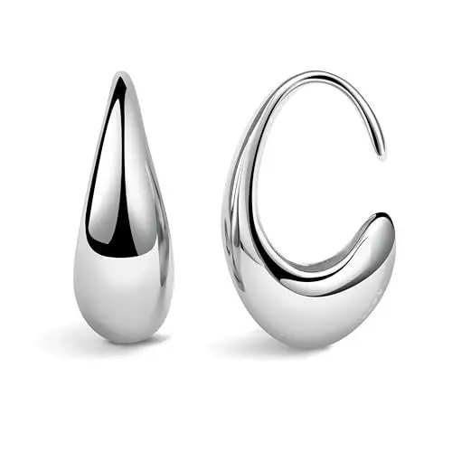 Produktbild: JANDY SHINE Chunky Ohrringe Dupes Hypoallergene 925 Silber Damen Dicke Ohrringe