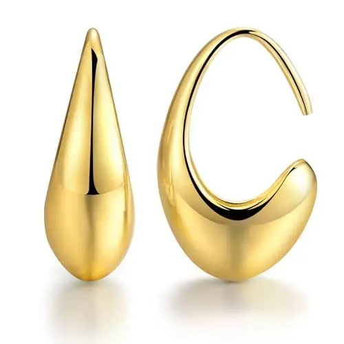 Produktbild: JANDY SHINE Chunky Ohrringe Dupes Hypoallergene 925 Silber Gold Damen Dicke 18K Vergoldet Ohrringe