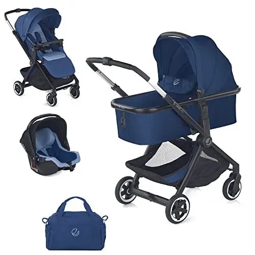 Produktbild: Jané Jewel, Kinderwagen mit 3 Teilen und Babytragetasche Micro Pro und Gruppe 0+ iKoos, ab Geburt bis 2 kg, Aluminium, mit Tasche und Regenüberzug aus Kunststoff, komplett klappbar
