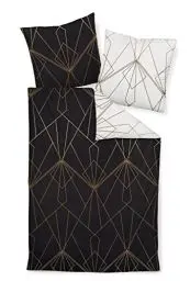 Produktbild: Janine Mako-Satin-Bettwäsche J.D. 135x200 cm + 80x80 cm bronzebraun-schwarz