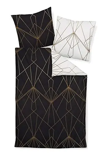 Produktbild: Janine Mako-Satin-Bettwäsche J.D. 135x200 cm + 80x80 cm bronzebraun-schwarz