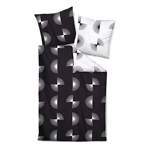 Produktbild: Janine Mako-Satin Bettwäsche J. D. 135x200 cm + 80x80 cm schwarz