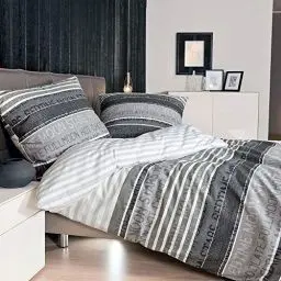 Produktbild: Janine Mako Satin Bettwäsche 155 x 220 cm Satin Bettbezug grau Palermo Bettwäsche grau aus Baumwolle