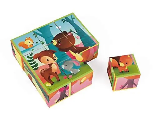 Produktbild: Janod J02731 Kubkid 9 Blocks, Forest Animals