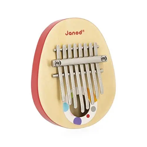 Produktbild: Janod - Confetti Holz-Kalimba - Rollen- und Musikspielzeug - 8 Lamellen aus Metall - Kalimba für Kinder mit Sanftem Klang - Ab 3 Jahren, J07642