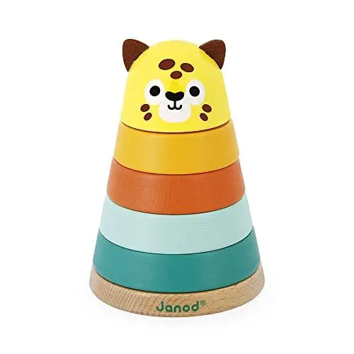 Produktbild: Janod - Jaguar-Stapelfigur Tropik - Entwicklungsspielzeug aus Holz - 5 stapelbare Teile - Lernspielzeug Feinmotorik - FSC-zertifiziert - Wasserfarbe - Ab 1 Jahr, J08261