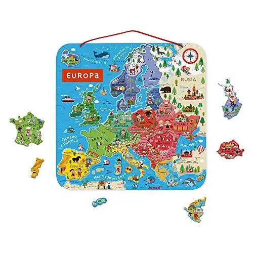 Produktbild: Janod - Magnetisches Puzzle Europakarte - Pädagogisches Holzpuzzle zum Lernen der Geographie - Europareise mit 40 Magneten - Zum Aufhängen an der Wand - Spanische Version - Ab 7 Jahren, J05474