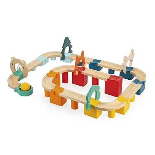 Produktbild: Janod - Meine erste Kugelbahn - 44 Teile aus Massivholz - Konstruktions- und Lernspiel - Feinmotorik - FSC-zertifiziert - Farbe auf Wasserbasis - Ab 2 Jahre, J08044