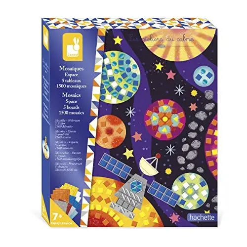 Produktbild: Janod - Mosaik-Set Weltraum - Les Ateliers du Calme - Kreatives Hobby Kinder - Feinmotorik und Konzentration - Ab 7 Jahre, J07855