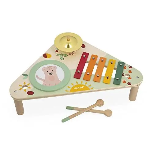 Produktbild: Janod - Musiktisch aus Holz Sunshine - Rollenspielzeug und musikalische Früherziehung - Wasserfarbe - Ab 12 Monaten, J07616