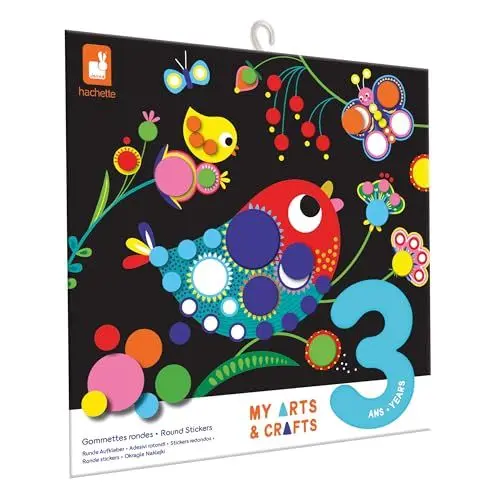 Produktbild: Janod - My Arts & Crafts – Ab 3 Jahren - Runde Aufkleber - 4 Bilder - Kreativset für Kinder - Förderung der Feinmotorik und Konzentration – J09146