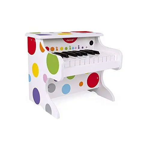 Produktbild: Janod - My First Confetti Elektronisches Holz-Klavier, Kinder-Musikinstrument, Spielzeugnachbildung und Spielzeug für musikalisches Empfinden, ab 3 Jahren, J07618