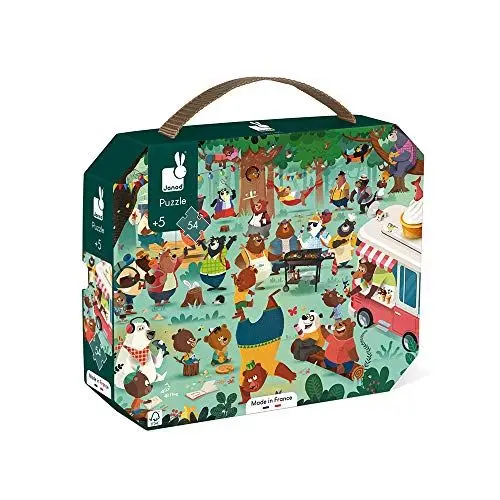 Produktbild: Janod - Puzzle für Kinder Bären-Familientreffen, 54 Teile - Lernspiel - Feinmotorik und Konzentration - Koffer mit Griff - FSC-zertifiziert - Ab 5 Jahren, J02610, grün