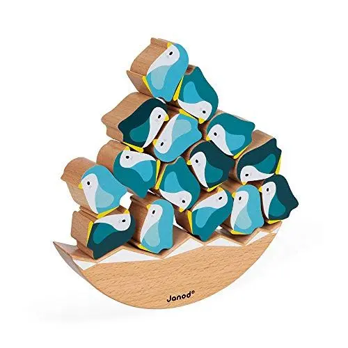 Produktbild: Janod - Schaukel-Pinguine aus Holz - Kleinkindspielzeug - Geschicklichkeitsspiel Entwicklung von Feinmotorik und Konzentration - Partnerschaft mit dem WWF - FSC-zertifiziert - Ab 2 Jahren, J08602