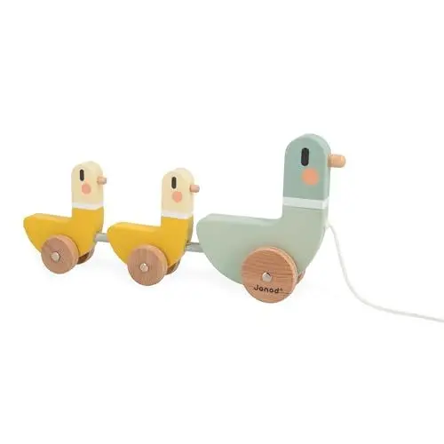 Produktbild: Janod - Sweet Cocoon 3 Nachziehenten - Kleinkindspielzeug - Fördert die Motorik - FSC Holz-Spielzeug und Wasserfarbe - Ab 12 Monaten, J04051