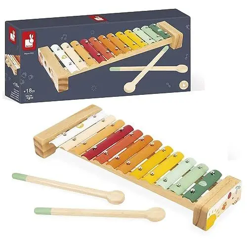 Produktbild: Janod - Xylophon aus Holz Sunshine - Rollenspielzeug und musikalische Früherziehung - Wasserfarbe - Ab 18 Monaten, J07619