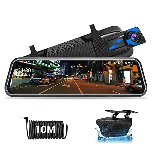 Produktbild: Jansite Spiegel Dashcam mit Rückfahrkamera 10'' Touch Screen FHD 1080P Autokamera Rückfahrkamera Spiegel mit 10 Meter Kabel, Dashcam Spiegel mit 170° Weitwinkel-Nachtsicht Weitwinkel G-Sensor