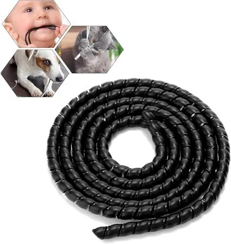 Produktbild: JAONLD Kabelschutz 5-6M Schwarz Kabelschutzschlauch Hitzebeständig Spiralschlauch Kabel Schlauch fur Schutz von Kabeln und zu Verhindern DASS Katzen Hunde und Kinder Kabel Kauen