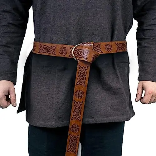 Produktbild: JAOYU Renaissance Gürtel Herren Leder O Ring Gürtel Mittelalterlicher Wikinger Gürtels Steampunk Zubehör für Frauen Wikinger Kostüm Ritter Gürtels