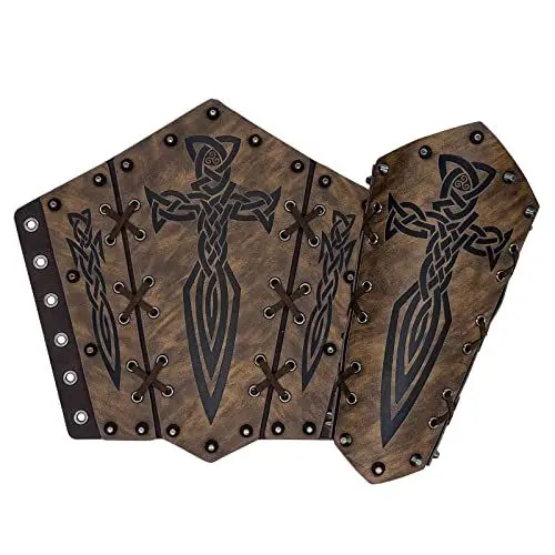 Produktbild: JAOYU Wikinger-Armbänder Leder Armstulpen Mittelalter Handgelenkschoner Lederhandschuh Armband geprägt LARP-Rüstung Bogenschießen