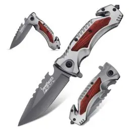 Produktbild: Japaknives Klappmesser Taschenmesser Einhandmesser Survival Rettungsmesser mit Glasbrecher Gürtelschneider Flaschenöffner Taschenclip Jagdmesser Outdoor EDC Messer für Camping Abenteuer