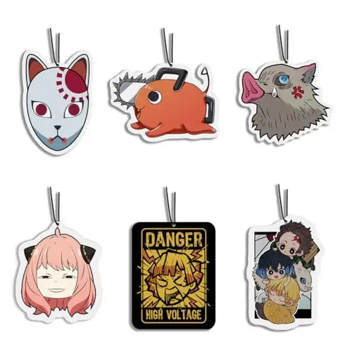 Produktbild: Japanische Anime Manga Serie Auto Lufterfrischer Fahrzeugduft One Piece Luffy Ace Anya Thousand Sunny Strohhut Chi's Cat Poker Aroma Car Duftbaum Anhänger - Manga C (6 in 1)